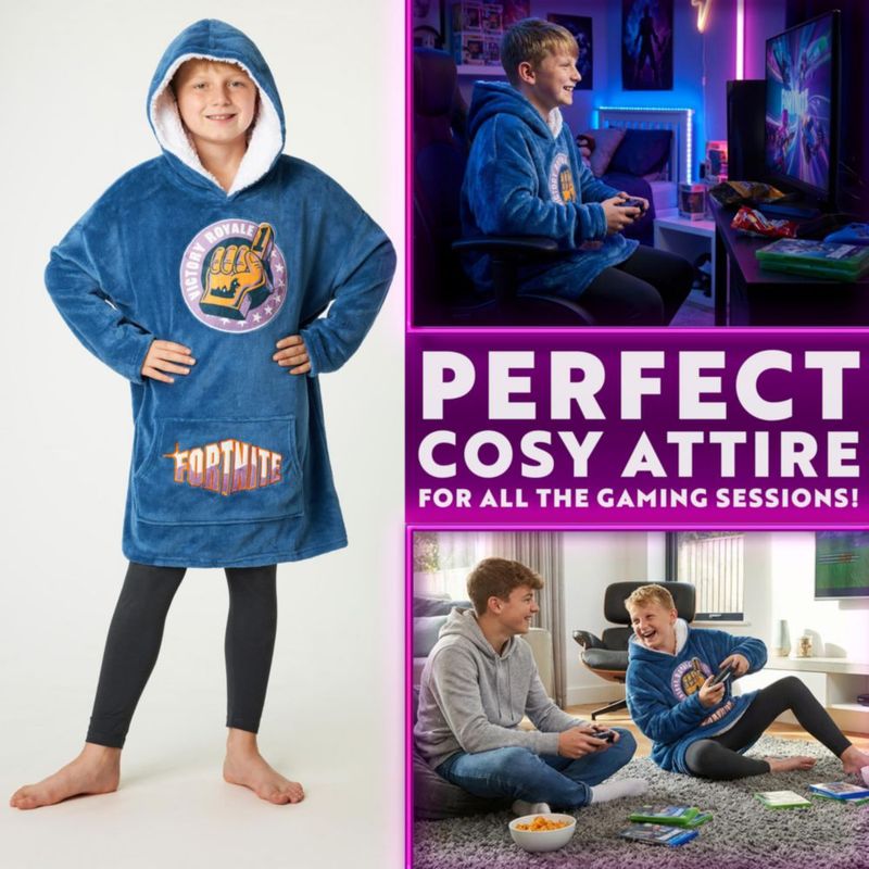 Sudadera Fortnite Oversized de forro polar azul con capucha sherpa