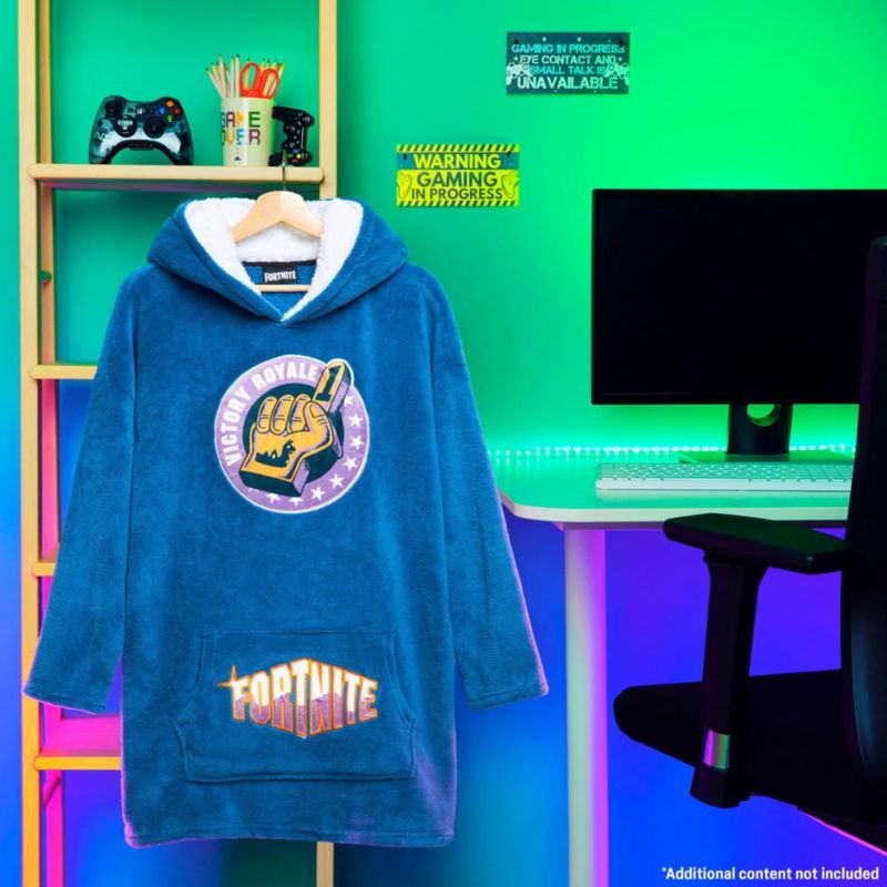 Sudadera Fortnite Oversized de forro polar azul con capucha sherpa