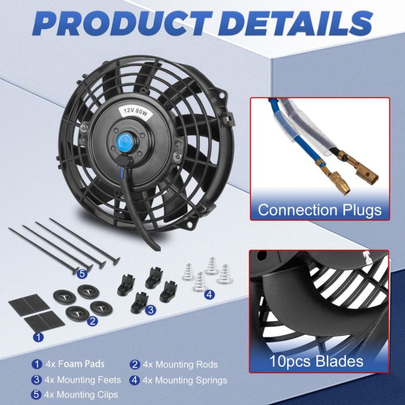 Ventilador de radiador EVERESTWAY 18 cm 12 V 80 W negro 1 unidad