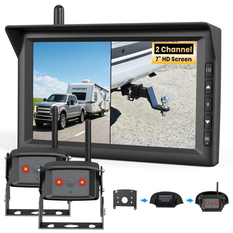 Cámara de Reversa para Autocaravana AUTO-VOX 7\" Inalámbrica 2 Cámaras 1080P