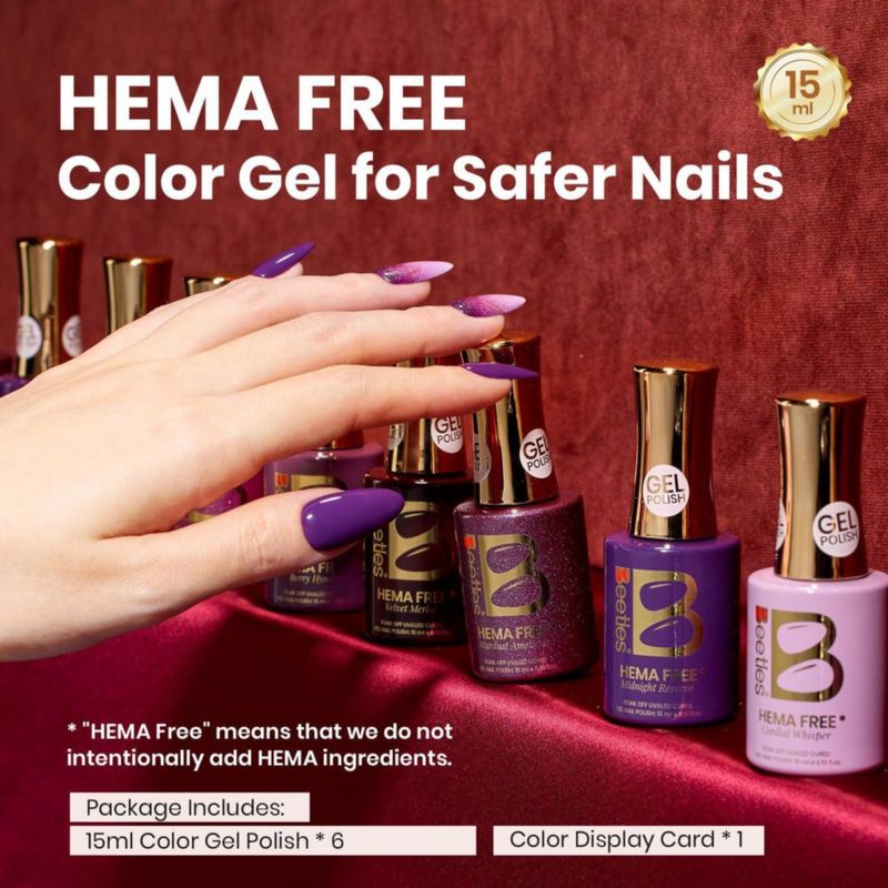 Esmalte de uñas en gel Beetles 15 ml libre de HEMA con purpurina violeta