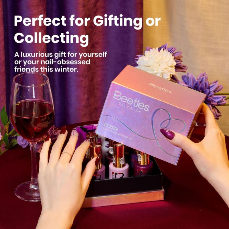 Esmalte de uñas en gel Beetles 15 ml libre de HEMA con purpurina violeta
