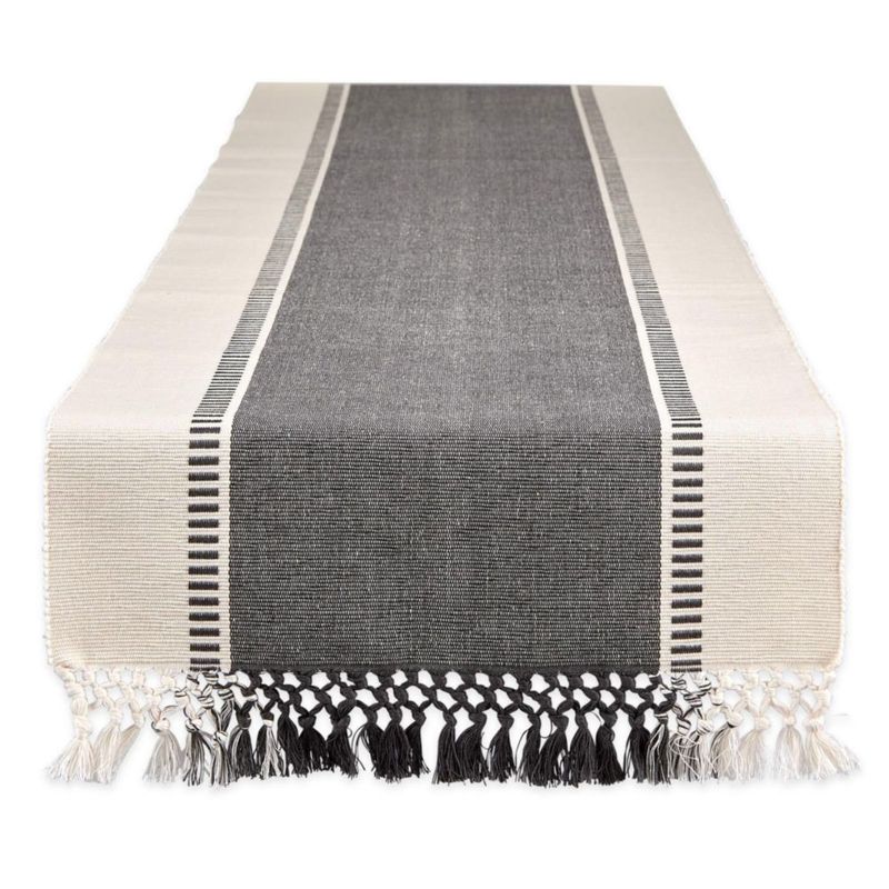 Camino de mesa DII Dobby Stripe tejido 33 x 183 cm color gris mineral