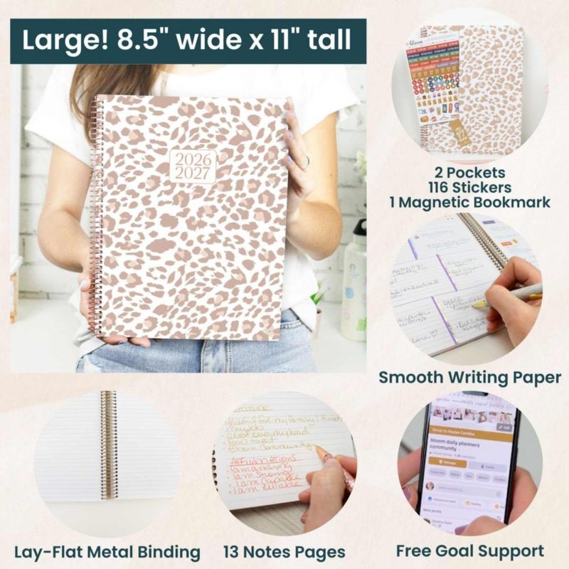 Planificador Bloom Daily Planners 21 × 28 cm 2026‑2027 Leopardo color tostado