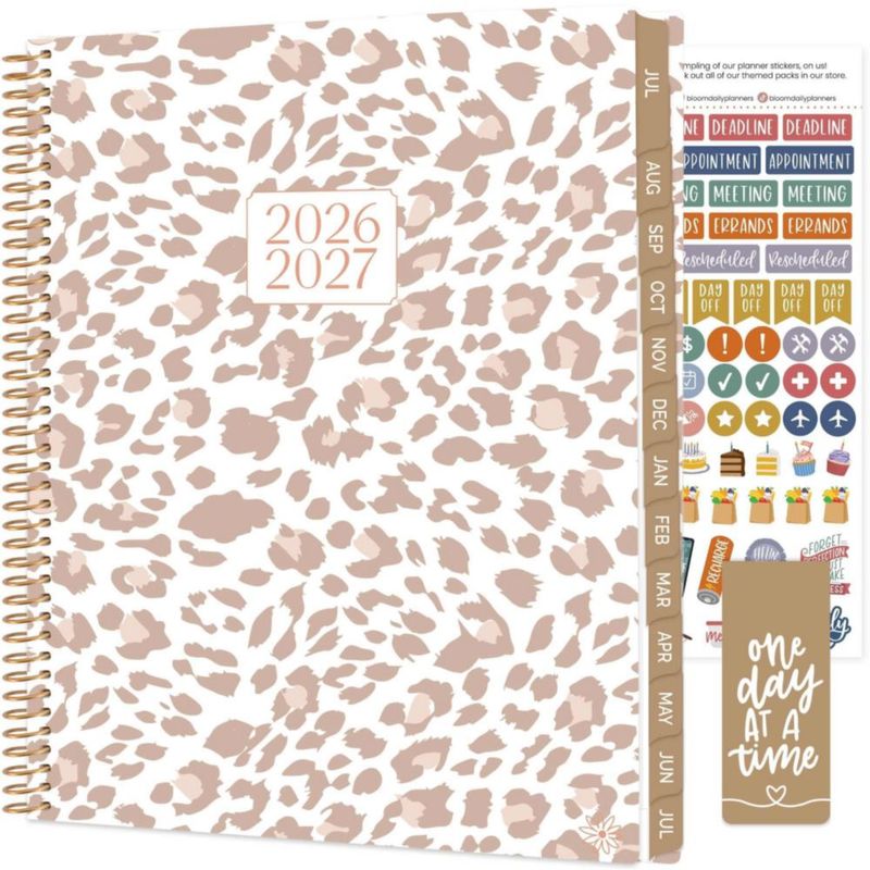 Planificador Bloom Daily Planners 21 × 28 cm 2026‑2027 Leopardo color tostado