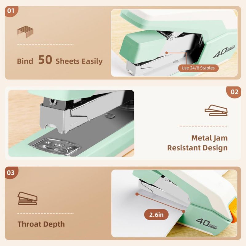 Engrapadora Deli Heavy Duty verde capacidad 40‑50 hojas