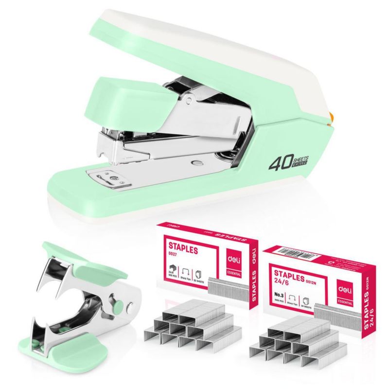 Engrapadora Deli Heavy Duty verde capacidad 40‑50 hojas