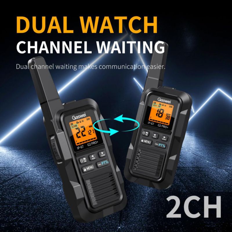 Radio de dos vías Gaswei G2pro+ 2 W IP67 impermeable (pack de 2)