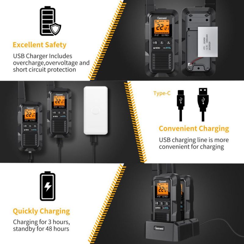 Radio de dos vías Gaswei G2pro+ 2 W IP67 impermeable (pack de 2)