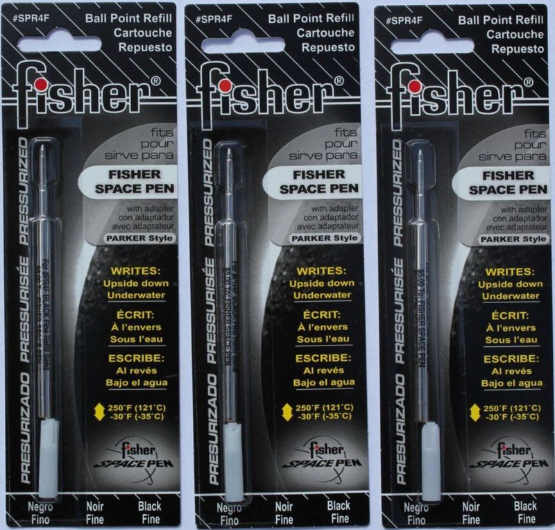 Recarga de bolígrafo Fisher SPR4F negra de punta fina (3 unidades)
