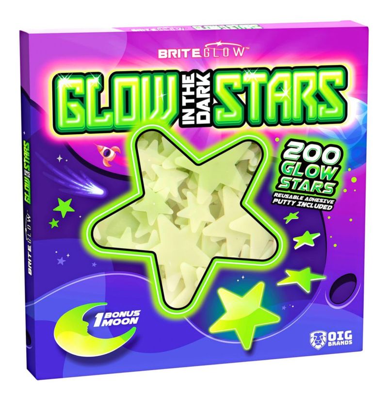 Pegatinas OIG Brands 200 piezas Estrellas y Luna que Brillan en la Oscuridad
