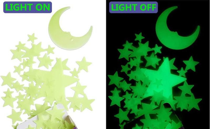 Pegatinas OIG Brands 200 piezas Estrellas y Luna que Brillan en la Oscuridad