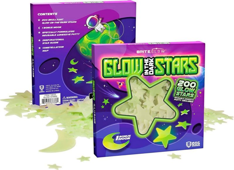 Pegatinas OIG Brands 200 piezas Estrellas y Luna que Brillan en la Oscuridad