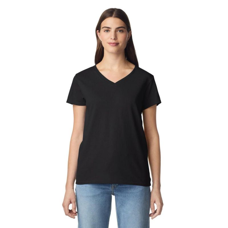 Camiseta Gildan para Mujer de Cuello en V Pack de 2 Negro Talla Media