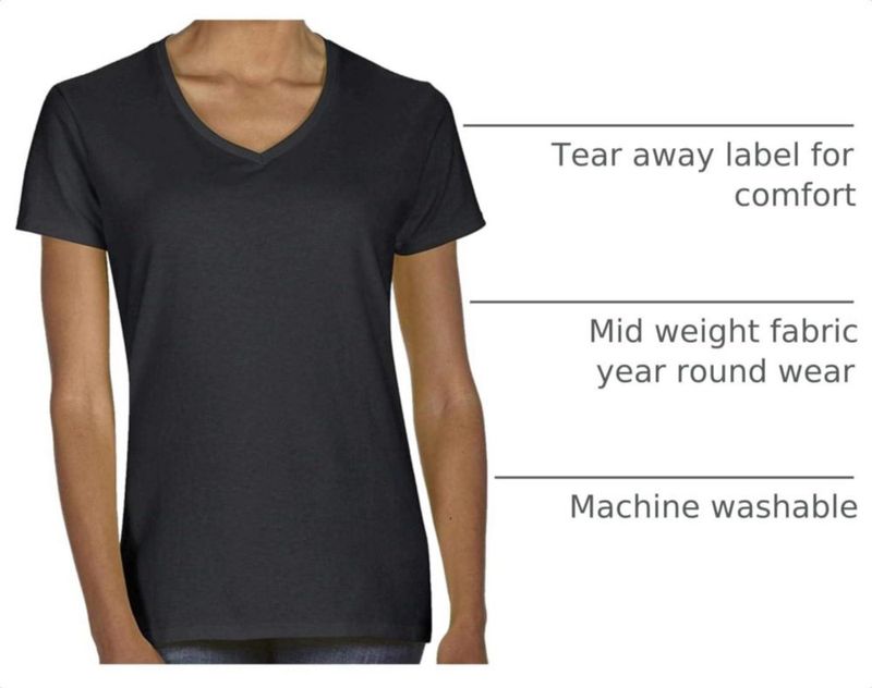 Camiseta Gildan para Mujer de Cuello en V Pack de 2 Negro Talla Media