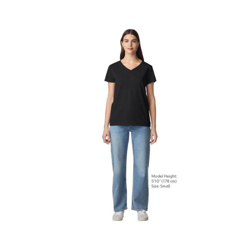 Camiseta Gildan para Mujer de Cuello en V Pack de 2 Negro Talla Media