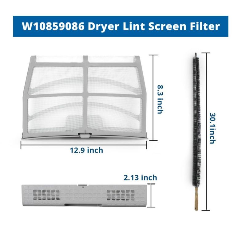Filtro de pelusa para secadora showingo W10859086 compatible con Whirlpool Maytag y Kenmore