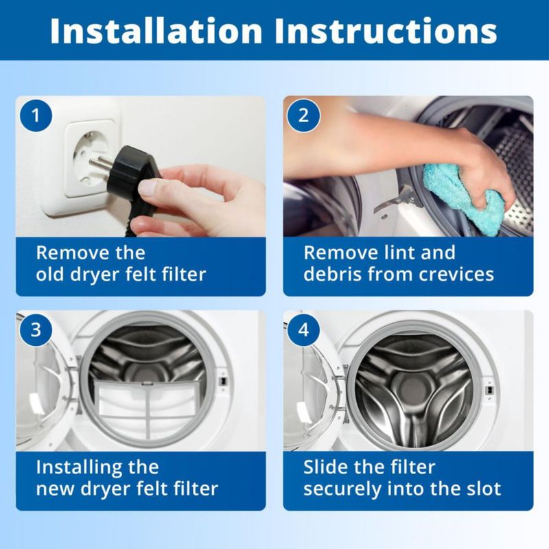 Filtro de pelusa para secadora showingo W10859086 compatible con Whirlpool Maytag y Kenmore