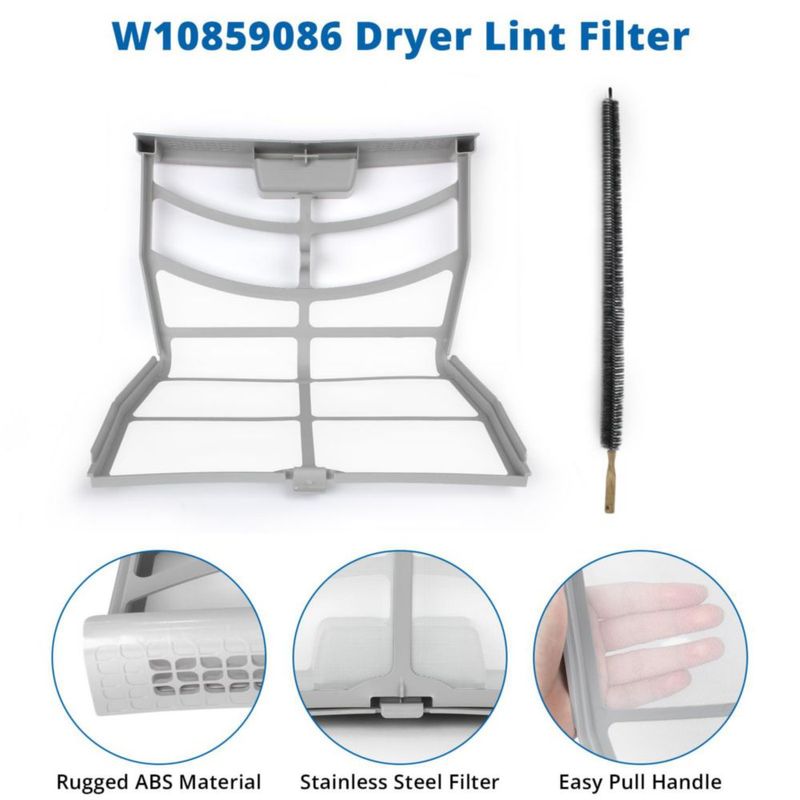 Filtro de pelusa para secadora showingo W10859086 compatible con Whirlpool Maytag y Kenmore