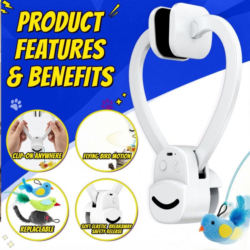 Juguete interactivo para gatos CATPICK con clip y recarga USB