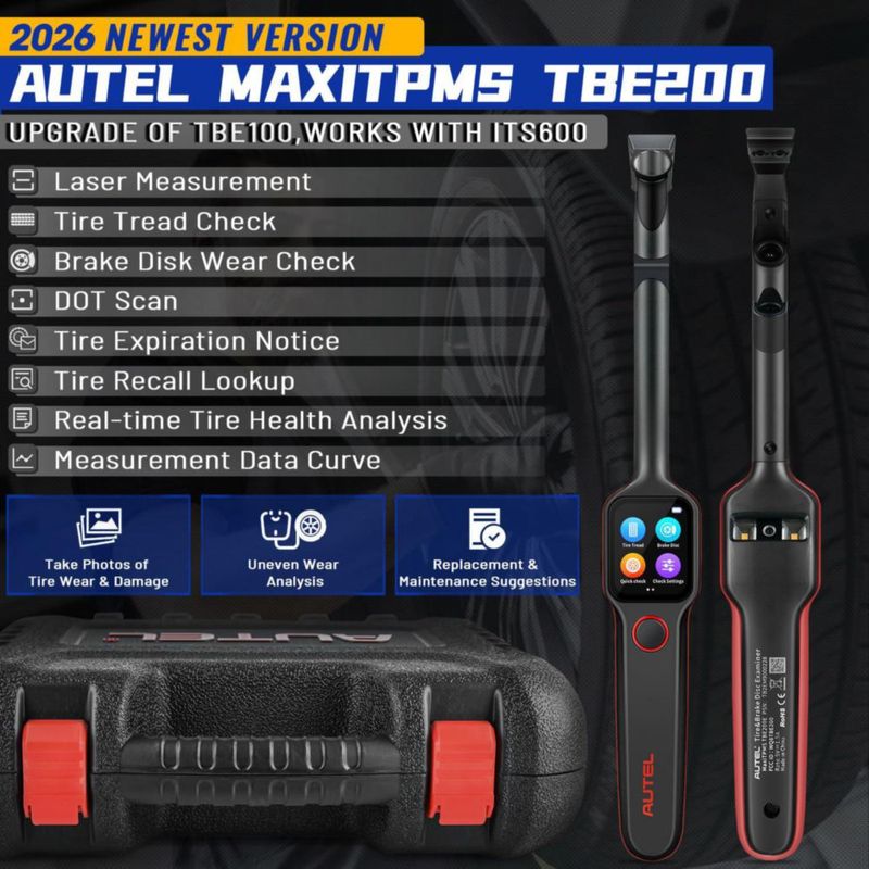 Herramienta de neumáticos Autel MaxiTPMS TBE200 (E) – Examinador de discos de freno