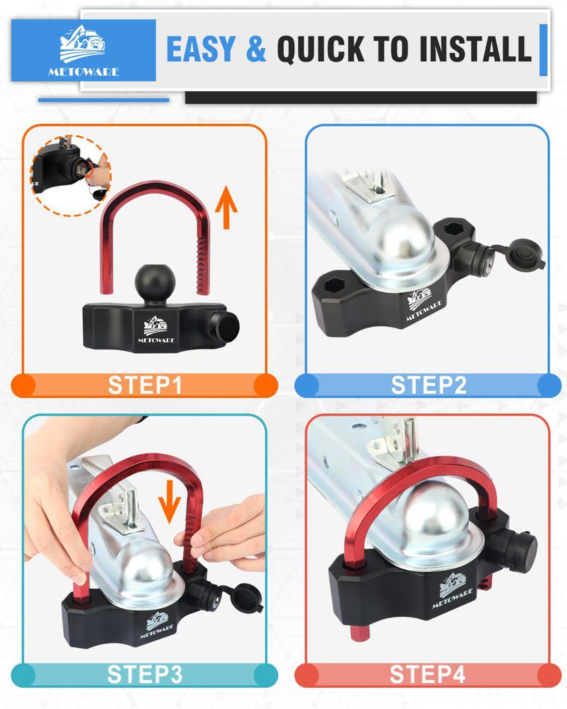 Candado Universal de Alta Resistencia para Acoplador de Remolque METOWARE
