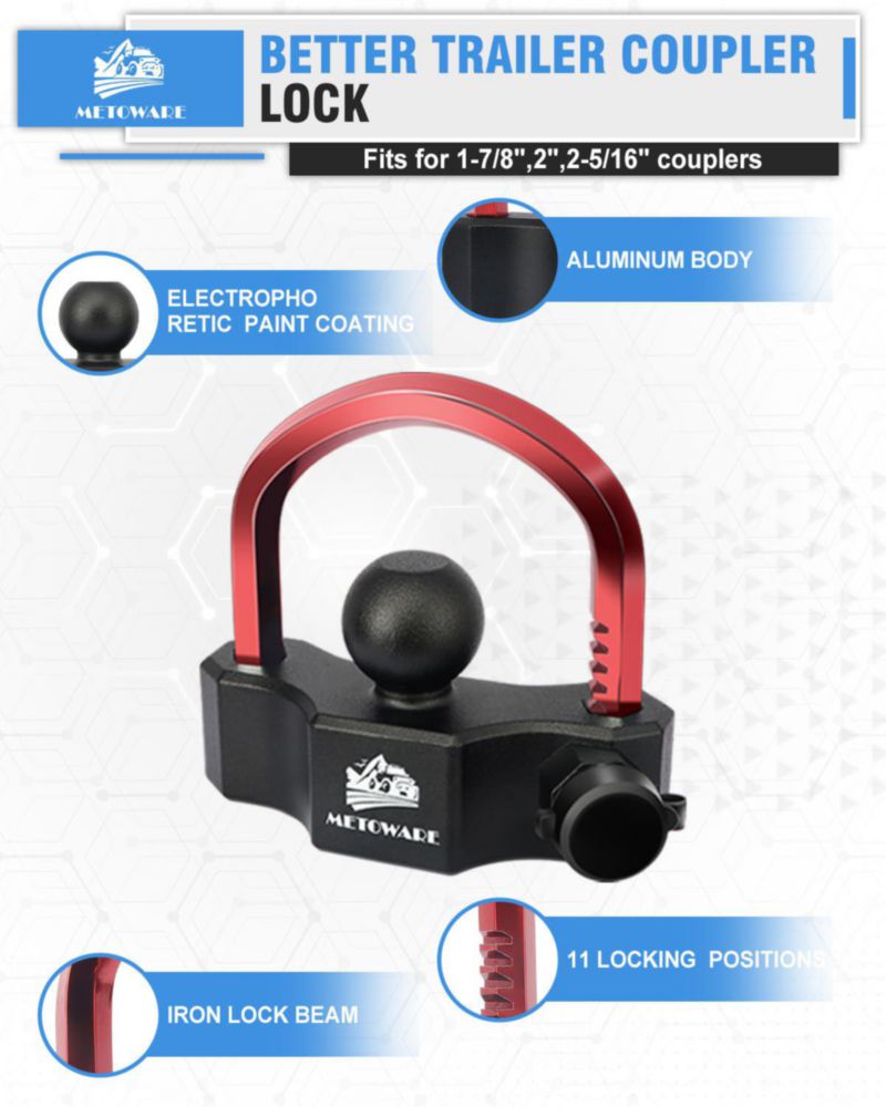 Candado Universal de Alta Resistencia para Acoplador de Remolque METOWARE