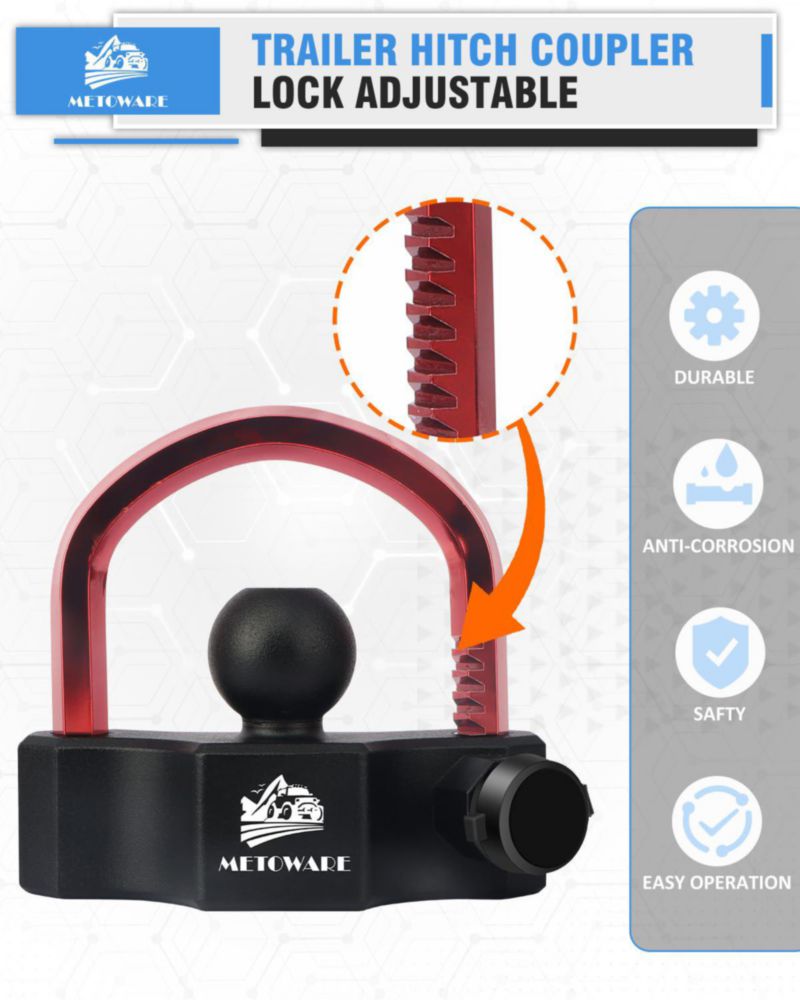 Candado Universal de Alta Resistencia para Acoplador de Remolque METOWARE