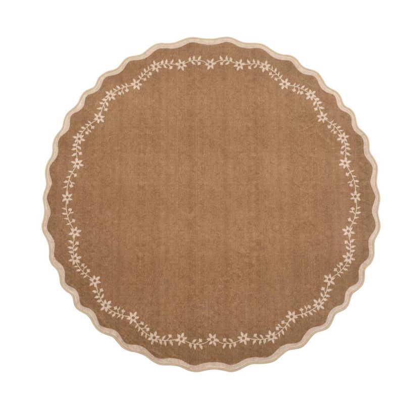 Alfombra redonda GarveeHome 183 cm con borde festoneado lavable