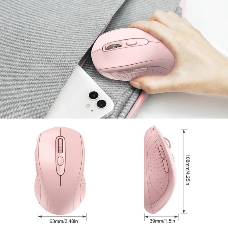 Ratón TECKNET BT 5.0/3.0 + 2.4 GHz 4000 DPI Rosa