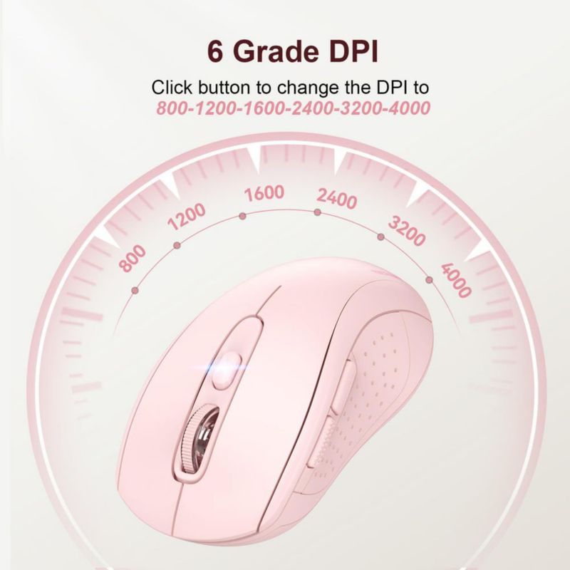 Ratón TECKNET BT 5.0/3.0 + 2.4 GHz 4000 DPI Rosa