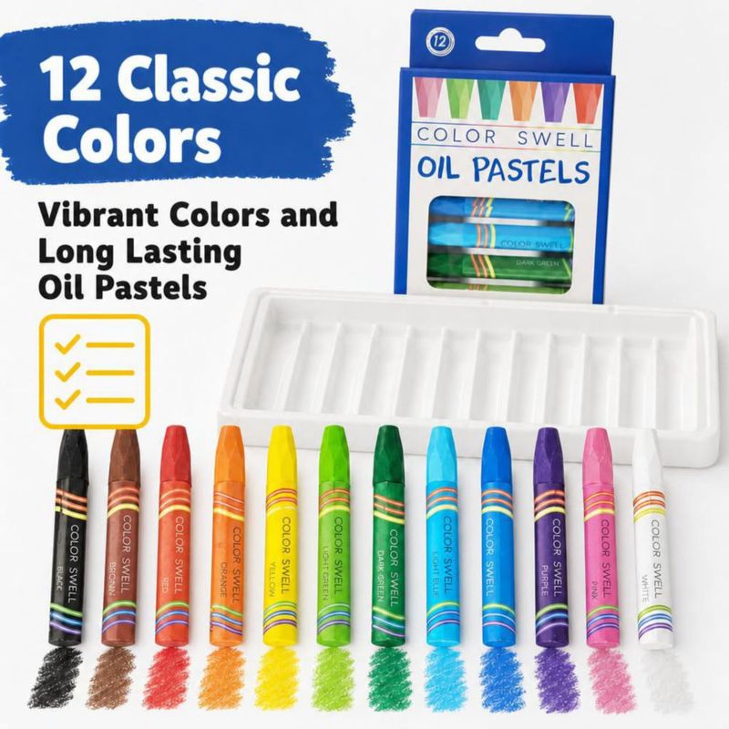 Pasteles al Óleo Color Swell 432 piezas 12 colores punta redonda