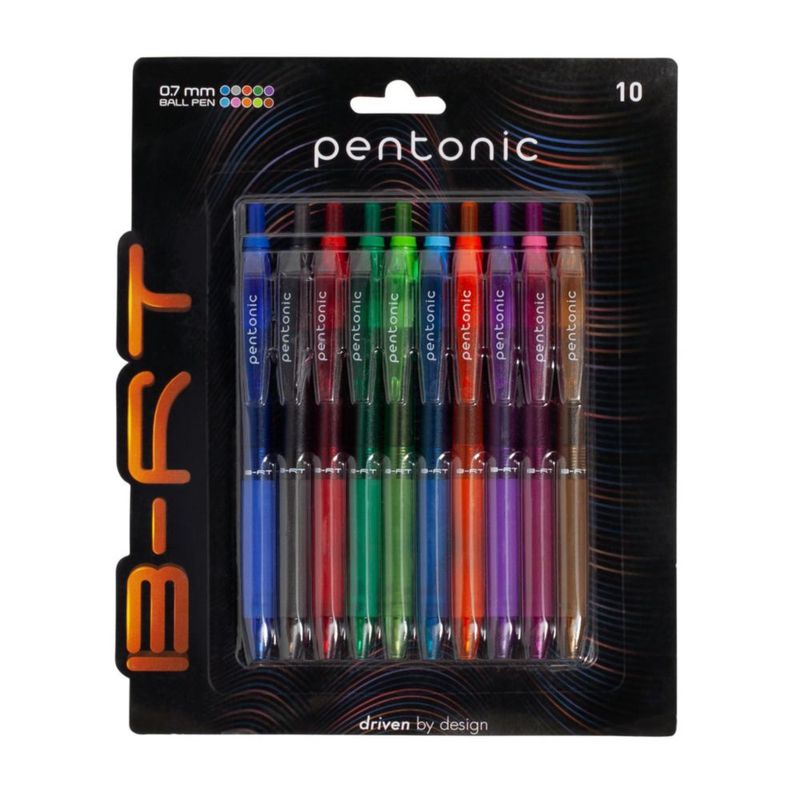Bolígrafos de bola Pentonic 10 unidades 07 mm 10 colores
