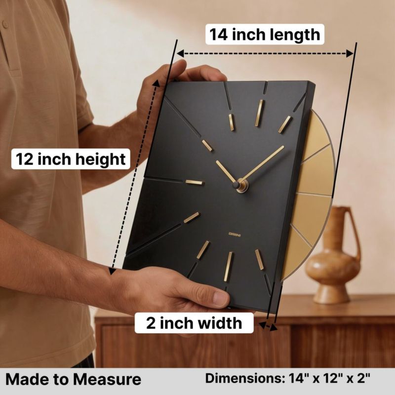 Reloj de pared Driini negro y dorado 35 × 30 × 4 cm con batería