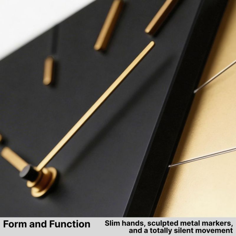 Reloj de pared Driini negro y dorado 35 × 30 × 4 cm con batería