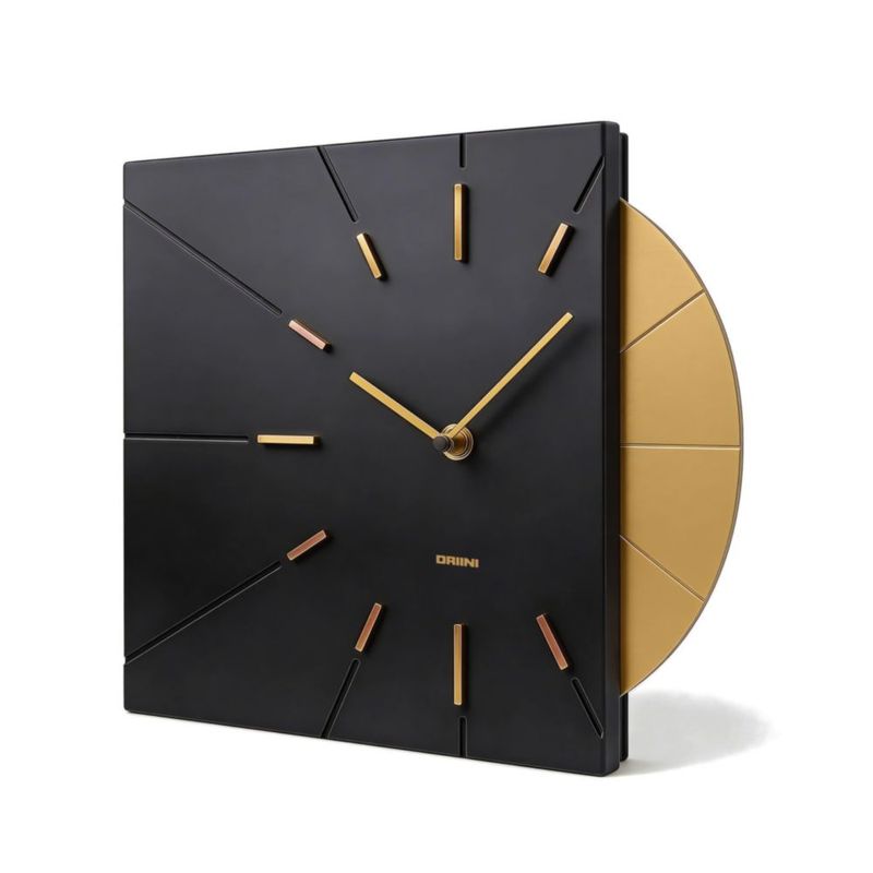 Reloj de pared Driini negro y dorado 35 × 30 × 4 cm con batería