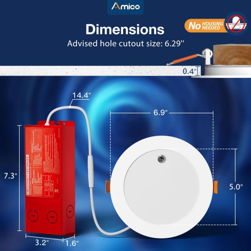 Luces LED empotradas Amico 15 cm 4 unidades con respaldo de 90 min