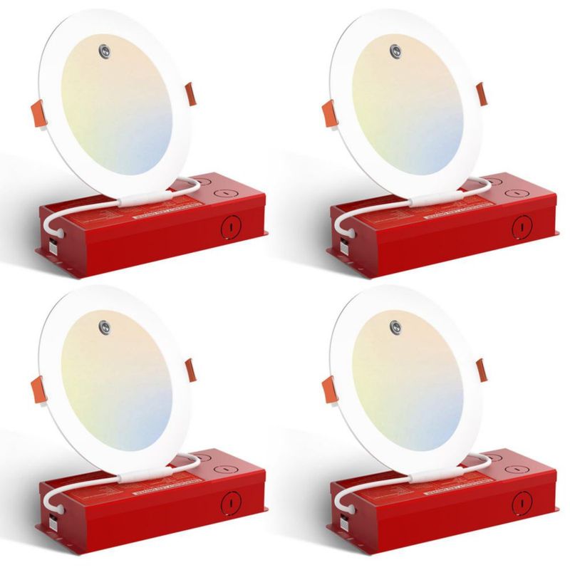 Luces LED empotradas Amico 15 cm 4 unidades con respaldo de 90 min