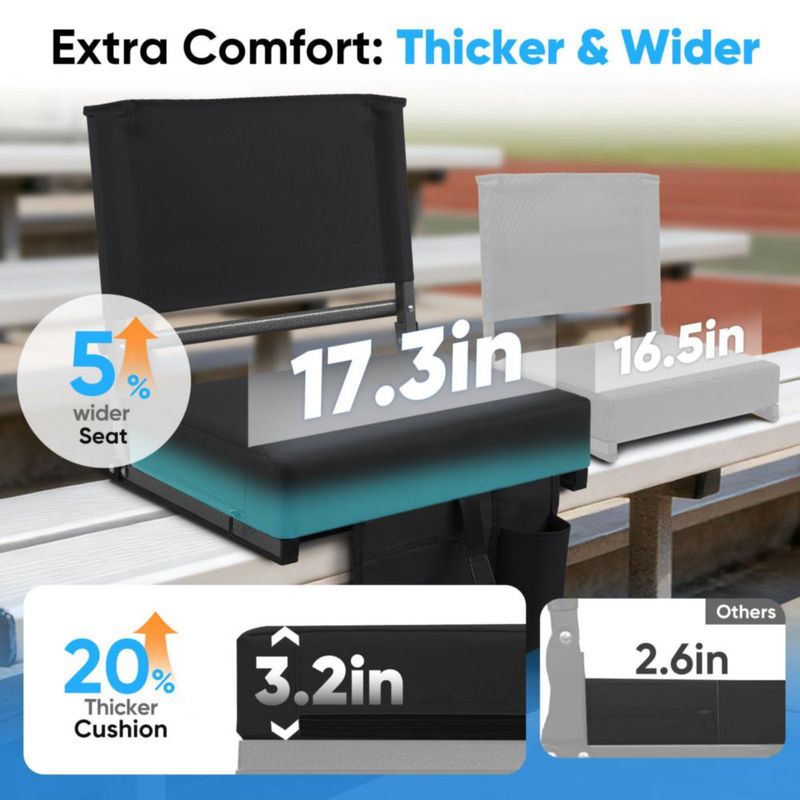 Asiento de estadio Sekey con soporte lumbar de 8 cm 25 kg