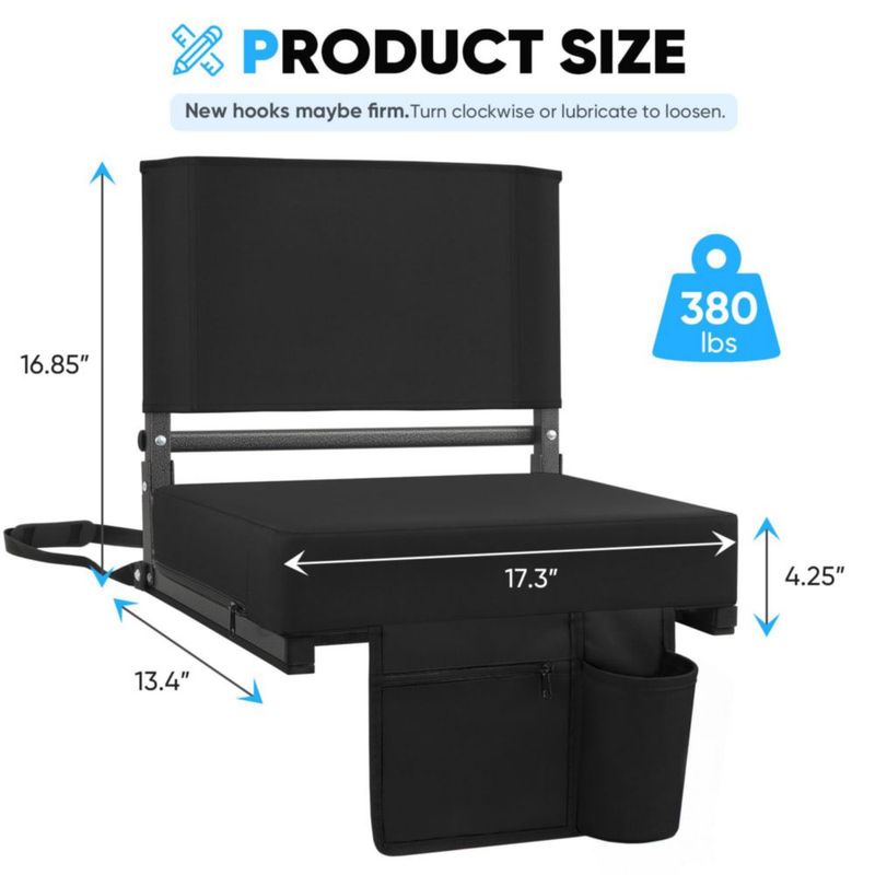 Asiento de estadio Sekey con soporte lumbar de 8 cm 25 kg