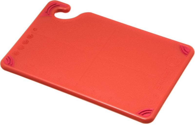 Tabla de cortar San Jamar 15 x 23 x 1 cm con gancho de seguridad rojo