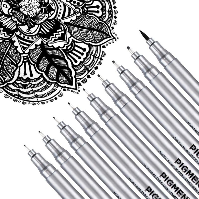 Plumas Fineliner Dyvicl 9 unidades - Tinta negra de archivo