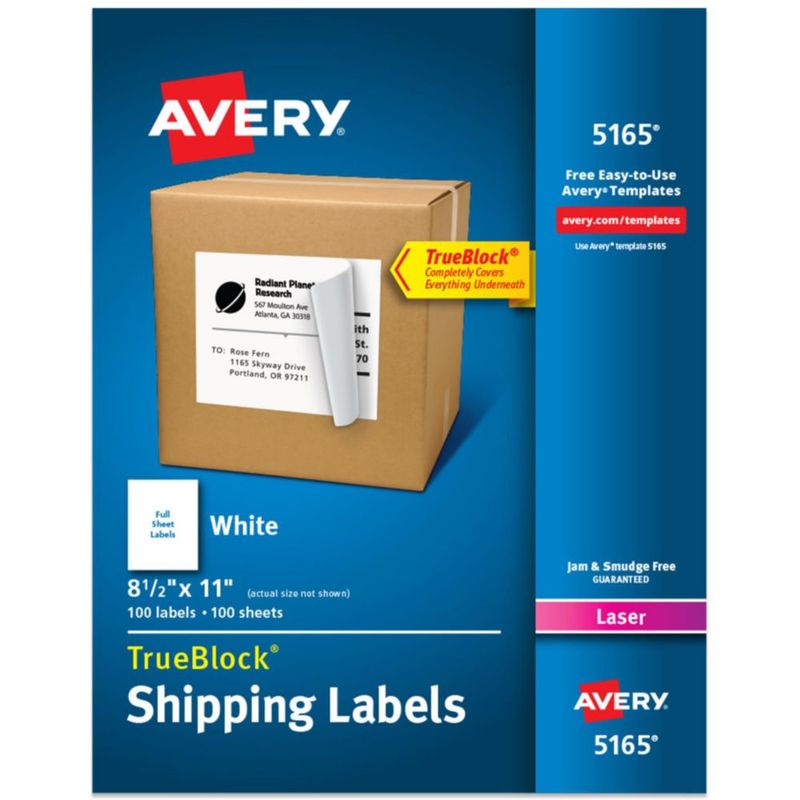 Etiquetas Avery blancas para láser 21 × 28 cm caja de 100 hojas
