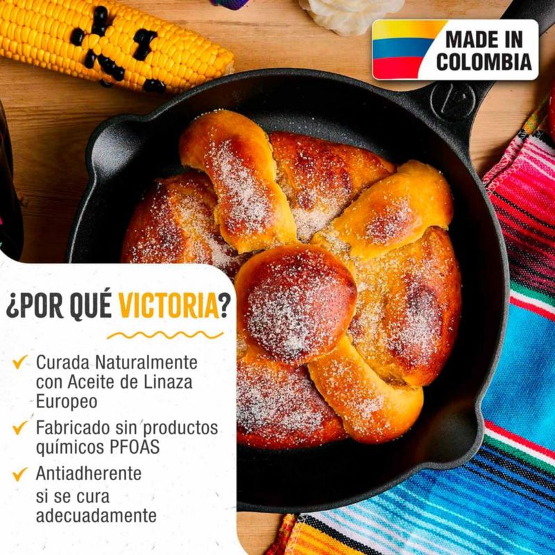 Sartén de hierro fundido Victoria 25 cm con diseño La Catrina