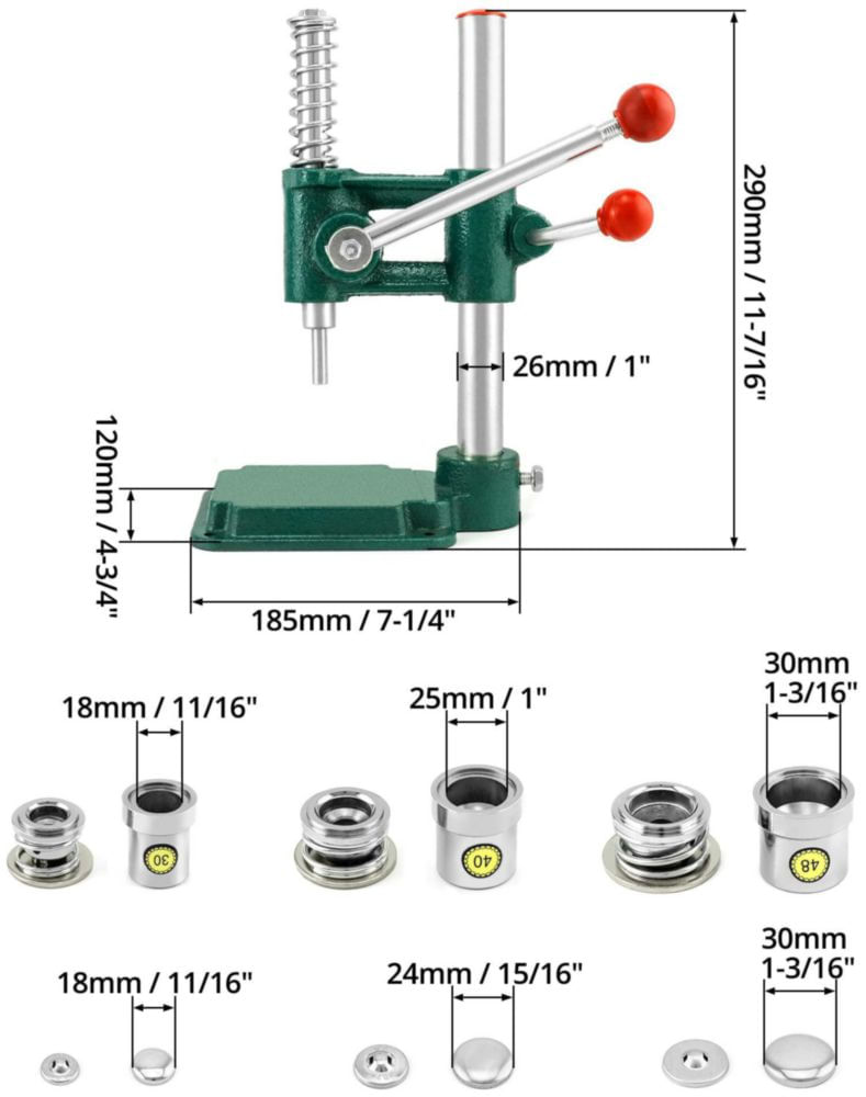Máquina de Botones QWORK con 3 Troqueles y Prensa Ajustable