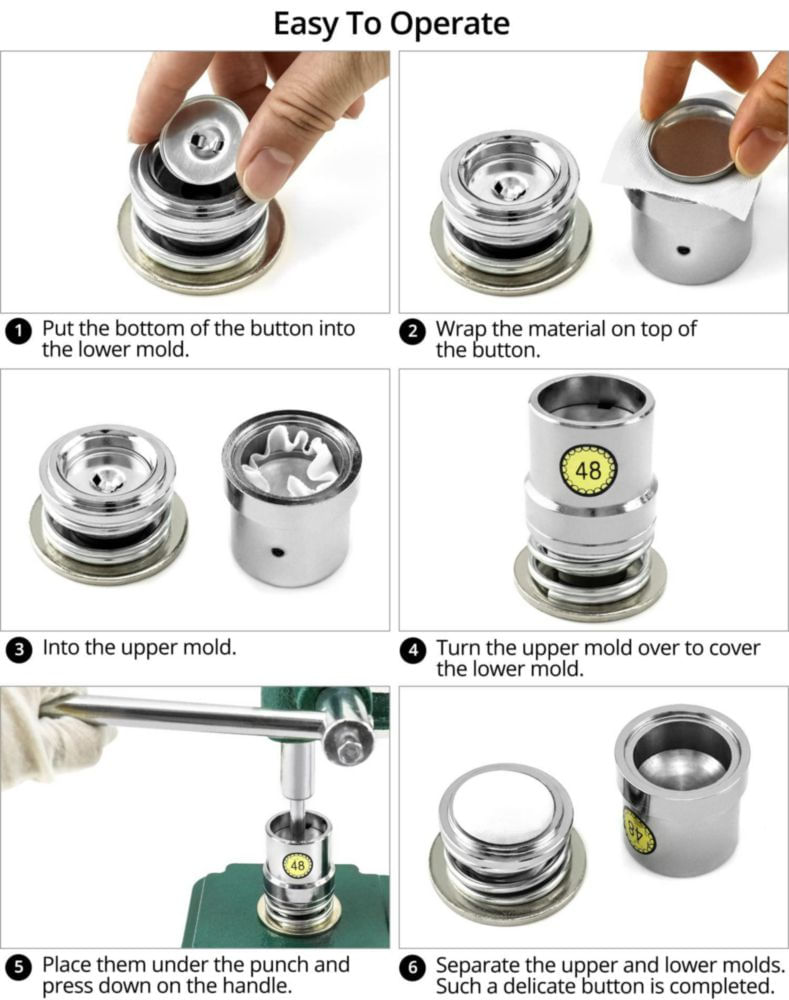 Máquina de Botones QWORK con 3 Troqueles y Prensa Ajustable