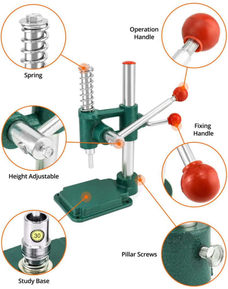 Máquina de Botones QWORK con 3 Troqueles y Prensa Ajustable