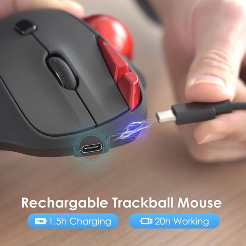 Ratón con bola SANWA 2.4G inalámbrico silencioso USB-A/C