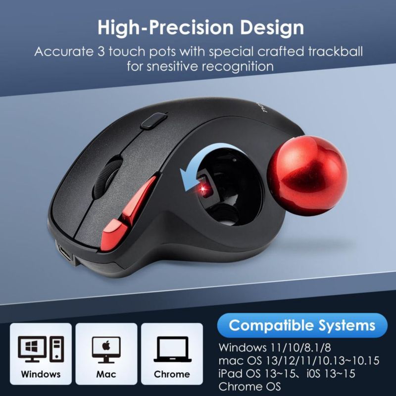 Ratón con bola SANWA 2.4G inalámbrico silencioso USB-A/C