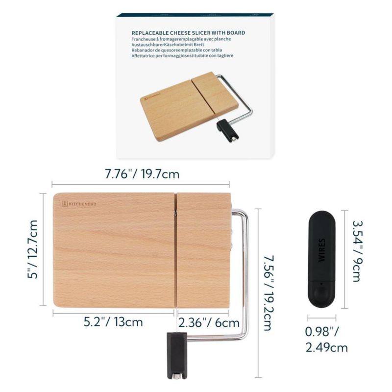 Cortador de Queso KITCHENDAO con Tabla de Haya Ajustable